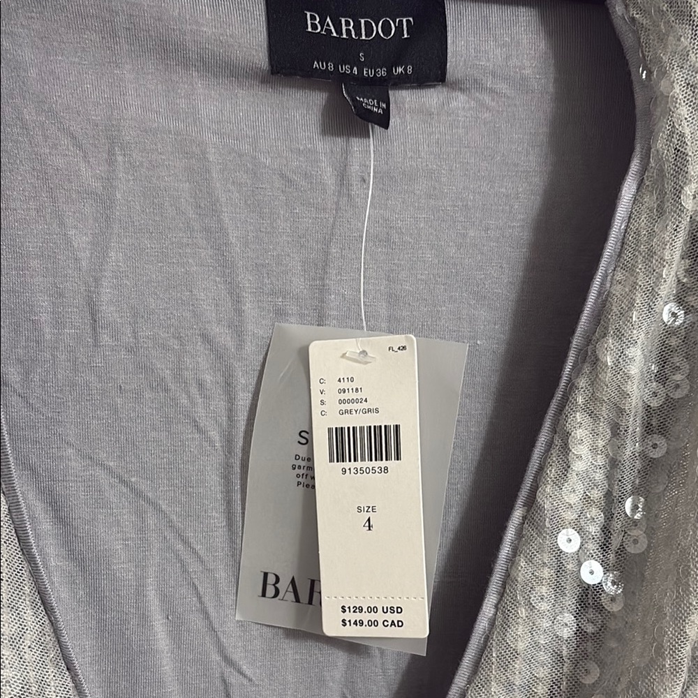 Bardot Silver Sequin Bodysuit - Picture 2 of 4
